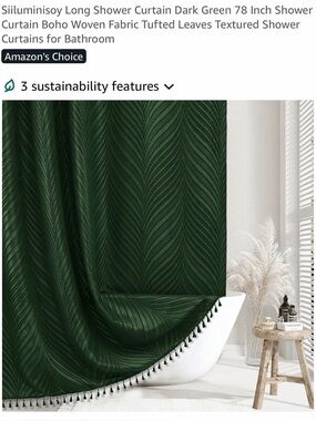 Tufted Leaf Dark Green Shower Curtain by